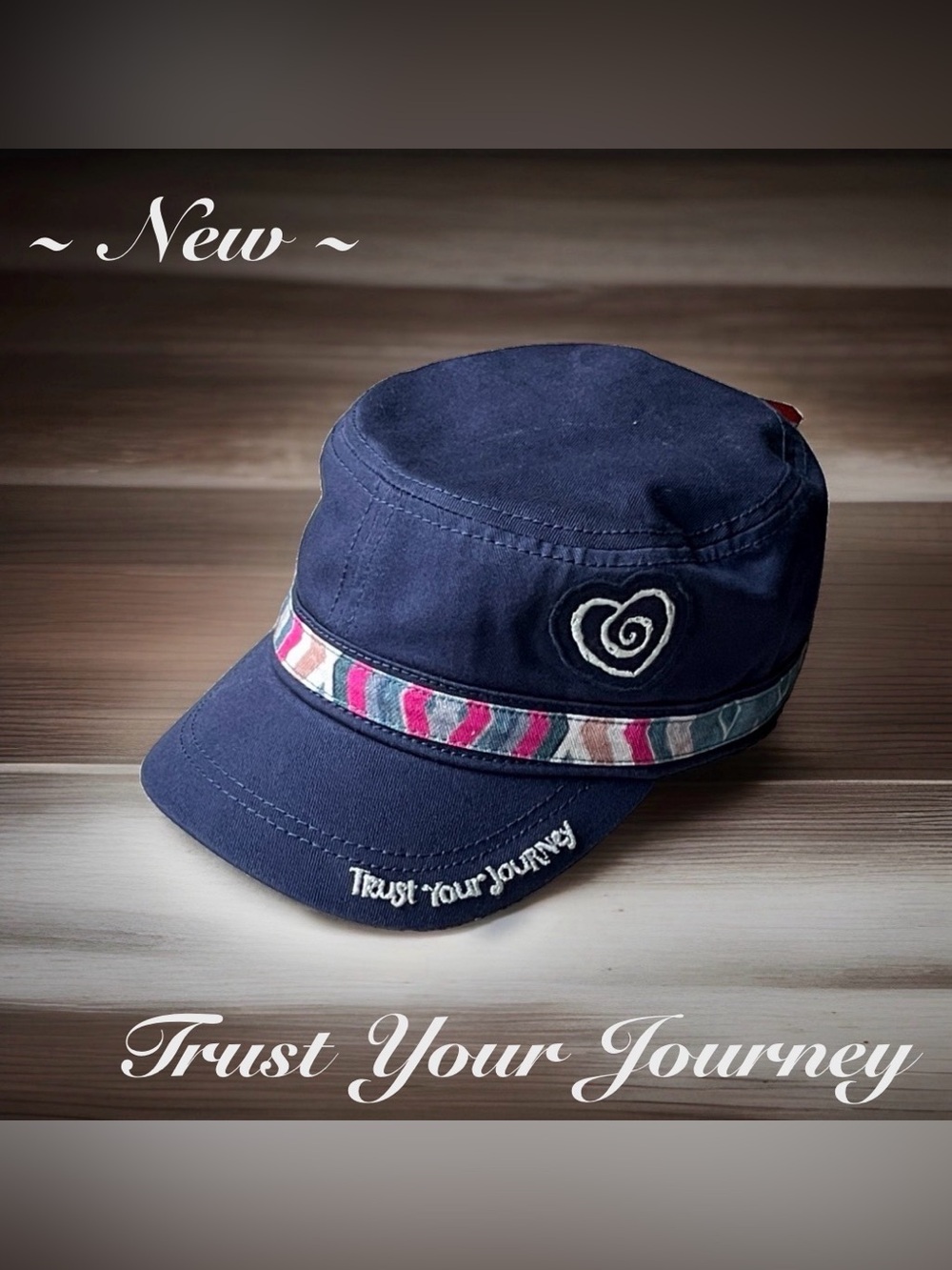 Trust Your Journey Navy Colored Military  Cadet Style Vintage Hat ~New~
